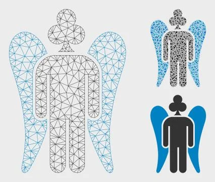 Gambling Angel Vector Mesh 2D Model and Triangle Mosaic Icon Stock Illustration