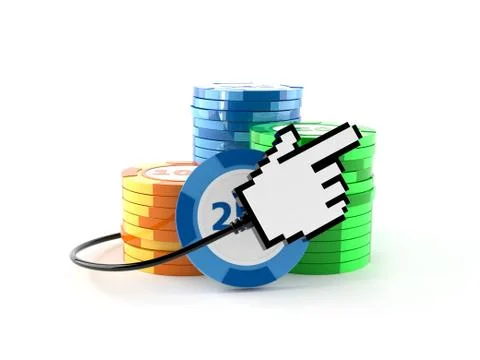 Gambling chips with cursor Illustrazione stock