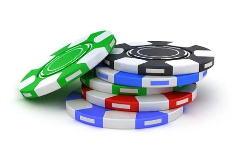 Gambling chips different colors isolated on white Stock Illustration