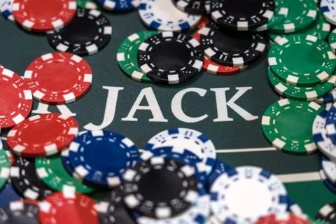 Gambling chips on a gaming table Stock Photos
