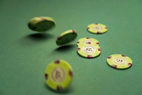 Gambling chips on a gaming table Stock Photos