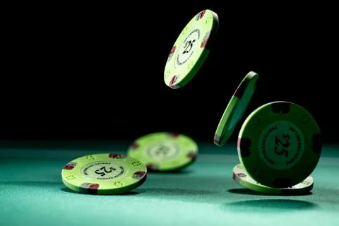 Gambling chips on a gaming table Stock Photos
