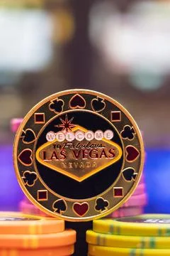 Gambling chips on a gaming table Stock Photos
