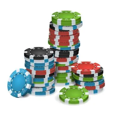 Gambling Chips Stacks Vector. 3D Realistic. Poker Game Chips Isolated On White Illustration