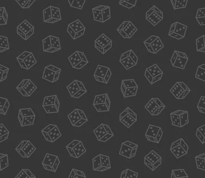 Gambling Dices Seamless Pattern on Dark Background. Vector Stock Illustration