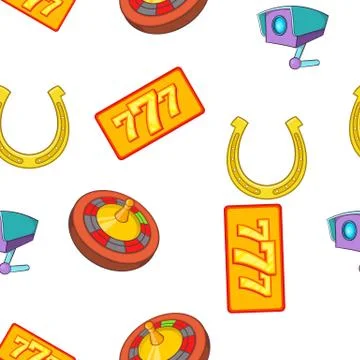 Gambling elements pattern, cartoon style Stock Illustration