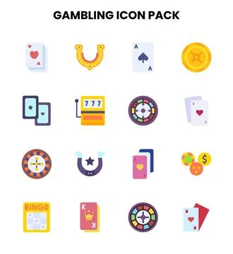Gambling Flat Collection Icons Pack Stock Illustration