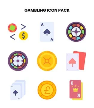 Gambling Flat Scalable Icons Pack Stock Illustration