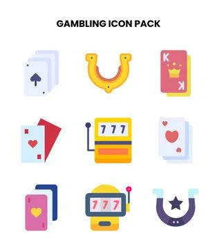 Gambling Flat UI Icons Pack Stock Illustration