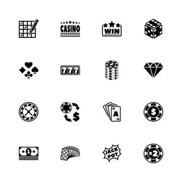 Gambling - Flat Vector Icons Stock Illustration