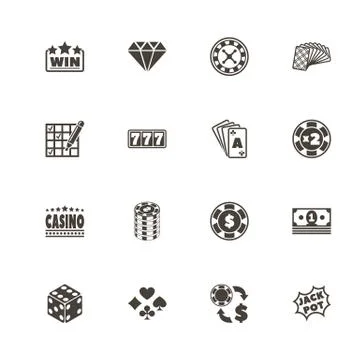 Gambling - Flat Vector Icons Stock Illustration