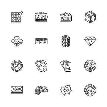 Gambling - Flat Vector Icons Stock Illustration
