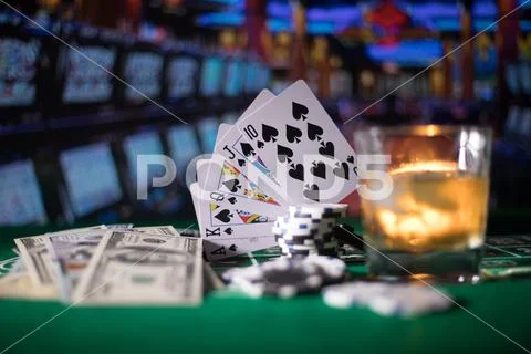 Gambling, fortune, game and entertainment concept - close up of casino chips Stock Photos