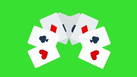 Gambling Game Concept: Ace Playing Cards Animation on Chroma Key Background 4K Vidéo 319828615