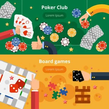 Gambling games flat banners set Stock Illustration