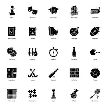 Gambling Games Solid Icons Pack Stock Illustration