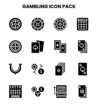 Gambling Glyph Icons Pack Stock Illustration