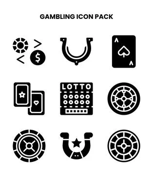 Gambling Glyph Vector Icons Pack Stock Illustration