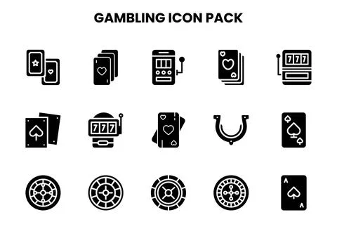 Gambling Glyph Vector Icons Pack Illustrazione stock