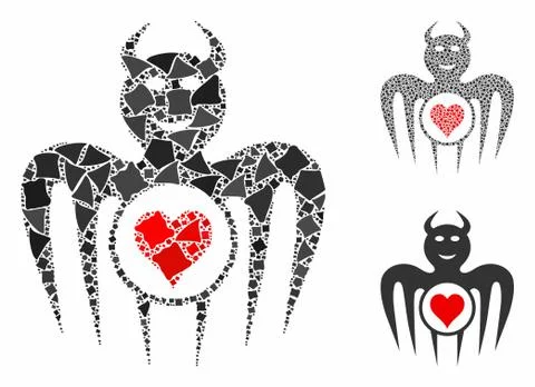 Gambling happy devil Composition Icon of Rugged Pieces Illustrazione stock