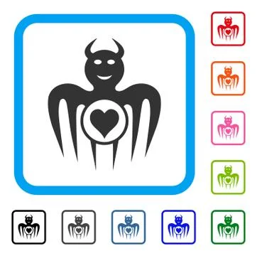 Gambling Happy Devil Framed Icon Stock Illustration