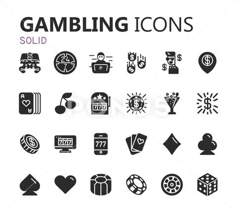 Gambling icons set. Card and casino, poker game. Vector illustration Stock Illustration