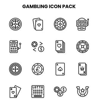 Gambling Line Bundle Icons Pack Illustrazione stock
