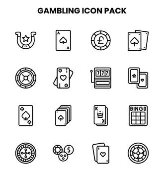 Gambling Line Graphics Icons Pack Illustrazione stock