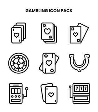 Gambling Line Vector Icons Pack Stock Illustration