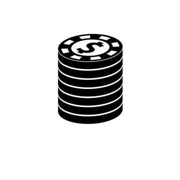 Gambling Money, Casino Chips Solid Flat Vector Icon Isolated on White Backgro Illustrazione stock