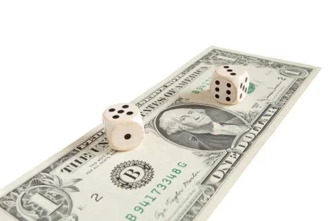 Gambling with one dollar bill Fotos Stock