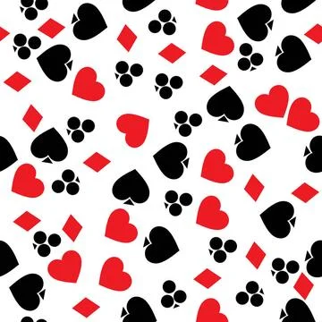 Gambling pattern Pattern with playing cards symbols, seamless background C... Stock Photos