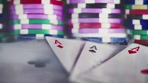 Gambling Poker Cards Game Tools in Smoke Ambiance Stock Footage 284911313