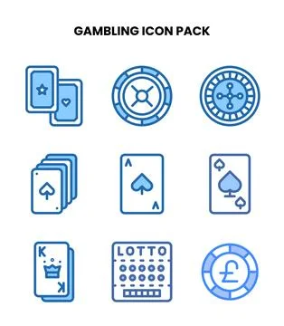 Gambling Two Colour Bundle Icons Pack Stock Illustration