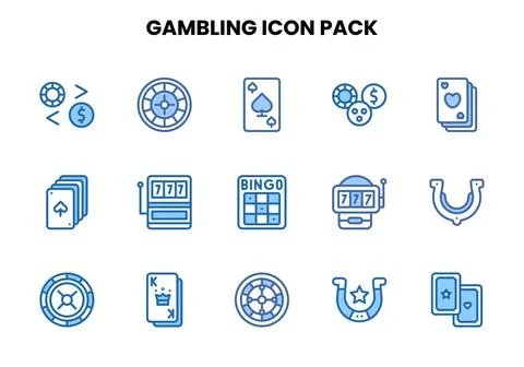Gambling Two Colour Bundle Icons Pack 스톡 일러스트