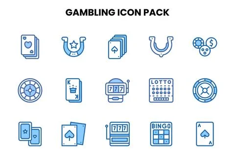 Gambling Two Colour Set Icons Pack Stock Illustration