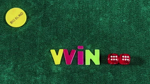 Gambling Win Letter Money Chips Poker Cards and Red Dices Stop Motion Stock Footage 306732060