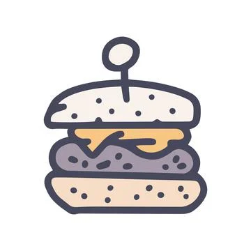 Gamburger color vector doodle simple icon design Stock Illustration