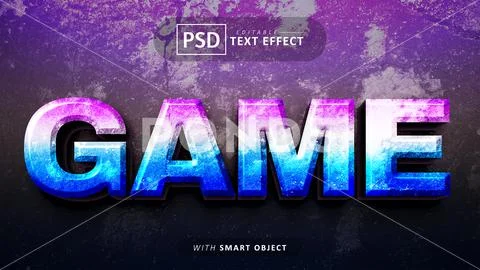 Game 3d text effect editable PSD 模板