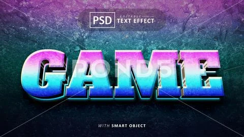 Game 3d text effect editable Modello PSD