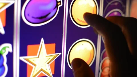 Game addicted play with slot machine in a casino. slot machine jackpot. 스톡 동영상 233680305