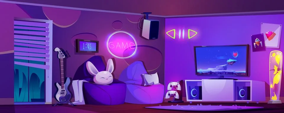 Game and stream room setup. Stock Illustration