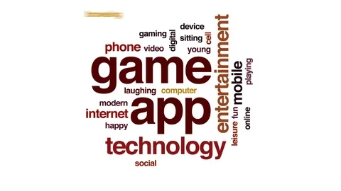 Game app animated word cloud, text design animation. Stock Footage 80956302
