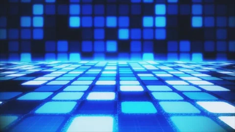 A game area of ??glowing blue rectangles in motion. Stock Footage 294315926