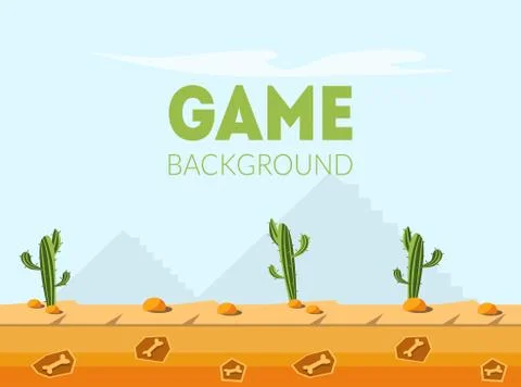 Game Background Banner Template, Desert Natural Landscape for Mobile or Computer Stock Illustration