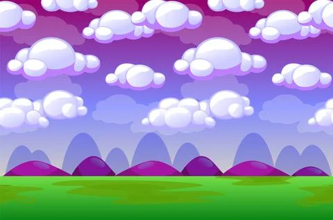 Game Background made from seamless endless elements-sky, clouds, mountains an Stock Illustration