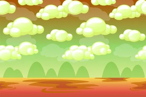Game Background made from seamless endless elements-sky, clouds, mountains an Stock Illustration