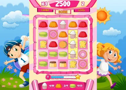 A game background template with elements Stock Illustration