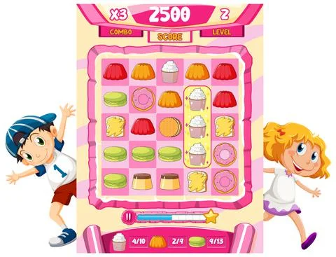 A game background template with elements Illustrazione stock