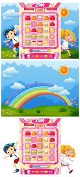 A game background template with elements 스톡 일러스트